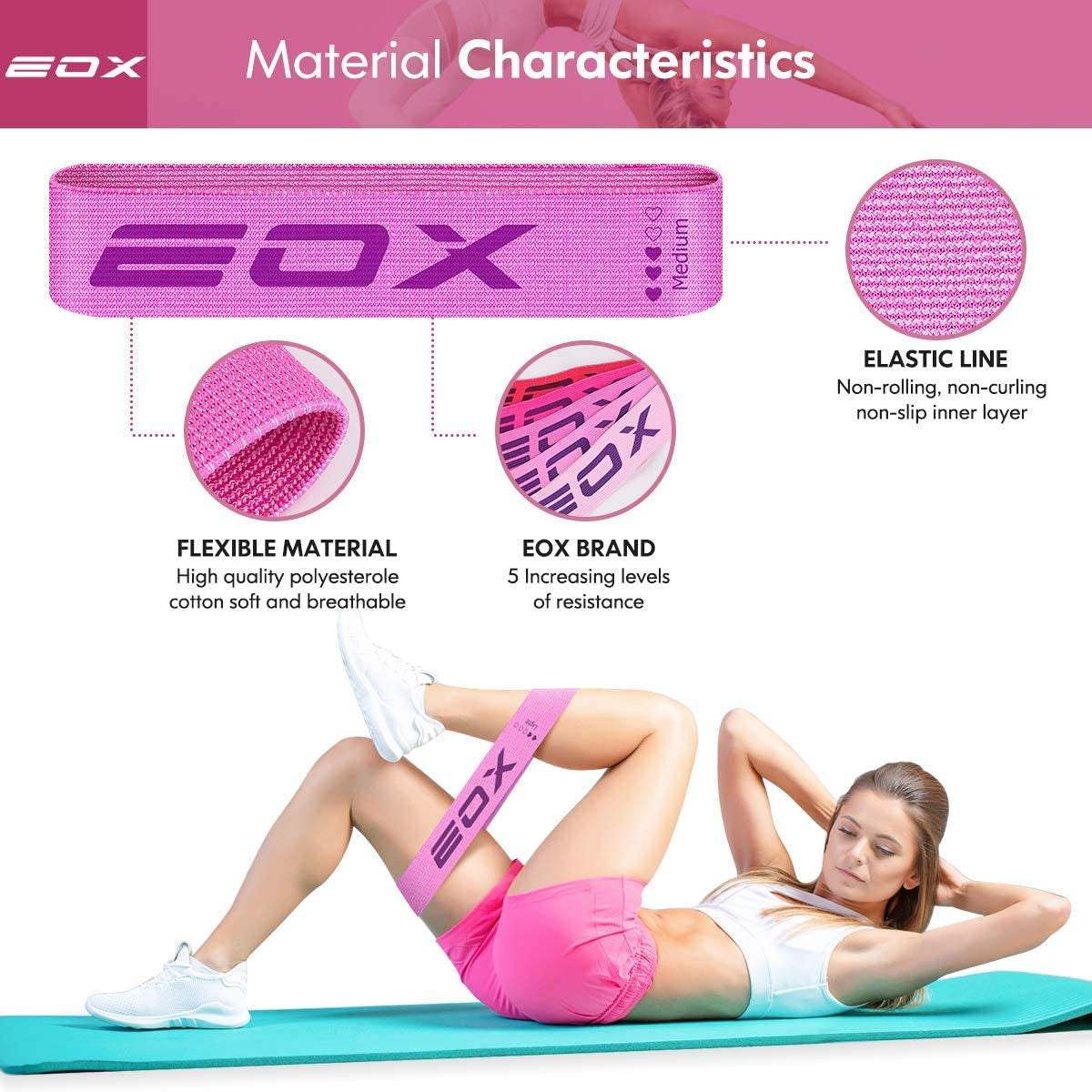 Elevate Your Workout with  Non-Slip Resistance Loop Bands – 5 Levels for Leg & Glute Training (Pink)